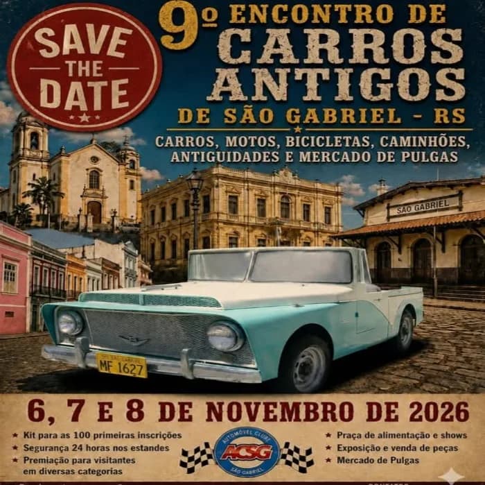 9° Encontro de Carros Antigos de São Gabriel