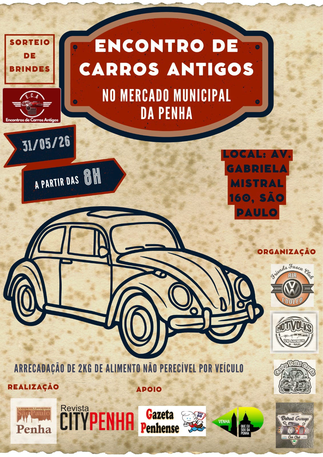 Encontro de carros antigos no mercado municipal da Penha - São Paulo, SP