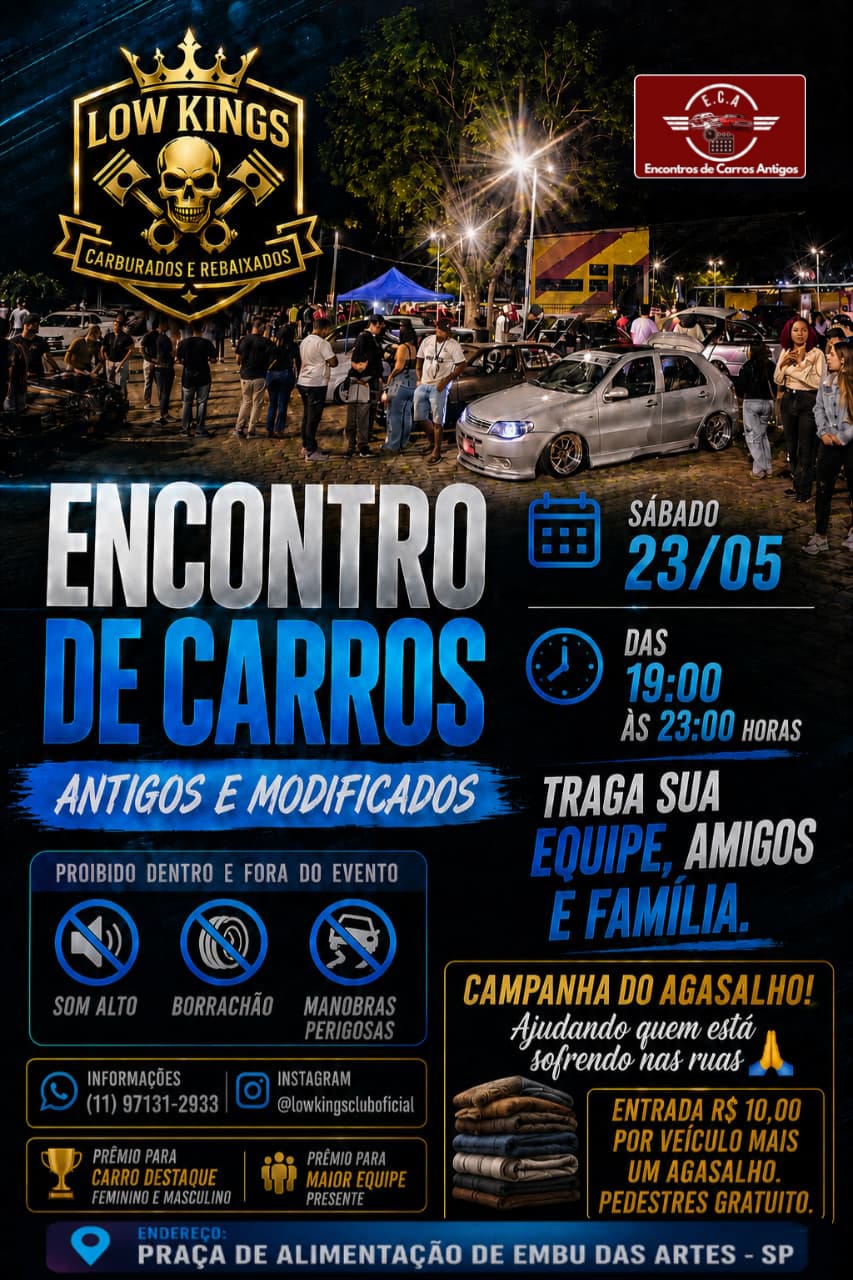 Encontro de carros antigos e modificados Low Kings - Embu das Artes, SP