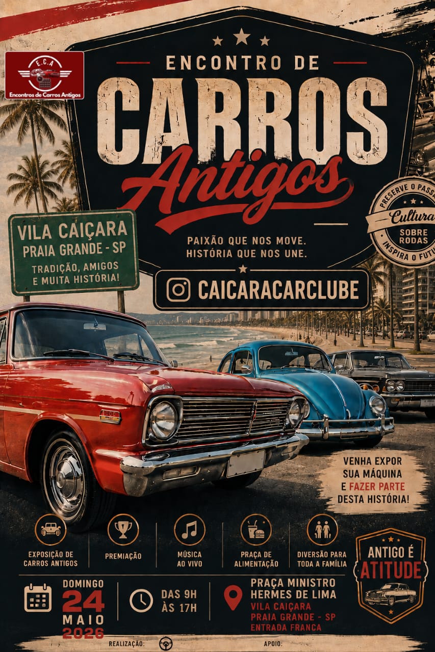 Folder de Encontro de carros antigos - Praia Grande, SP