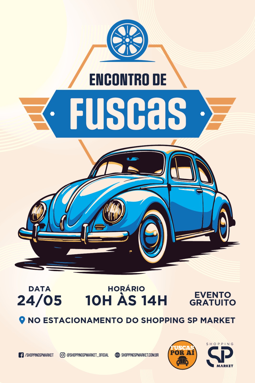 Folder de Encontro de Carros Antigos Fuscas Por Aí no Shopping SP Market - São Paulo, SP