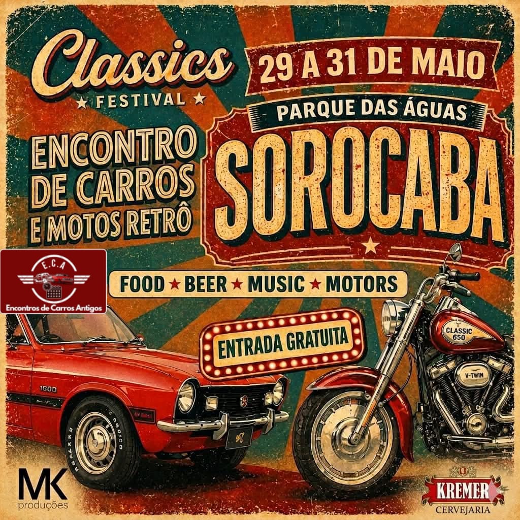 Folder de Encontro de carros e motos retrô - Sorocaba, SP
