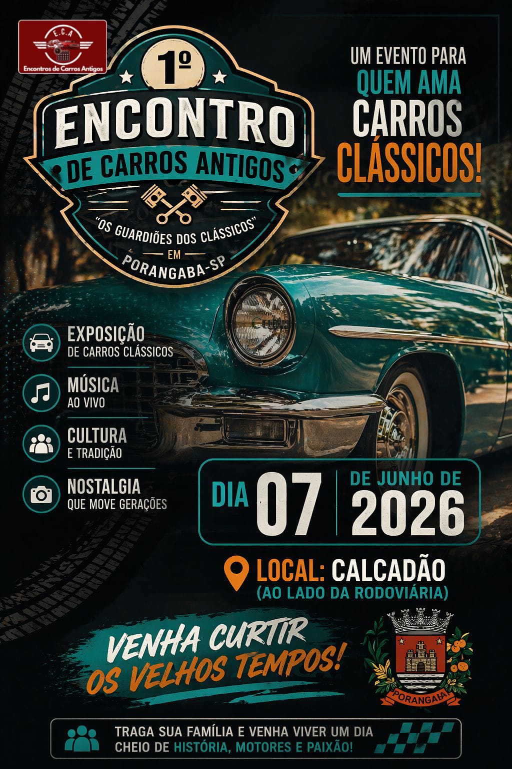 Folder de 1º encontro de carros antigos de Porangaba - SP