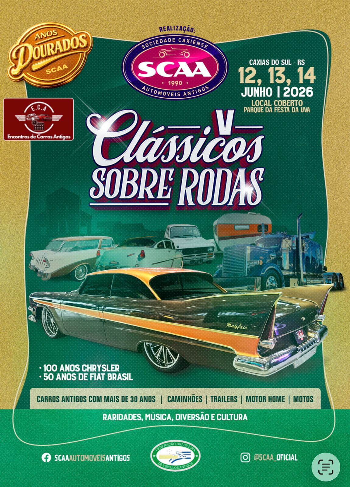 Folder de V Clássicos sobre rodas - Caxias do Sul, RS