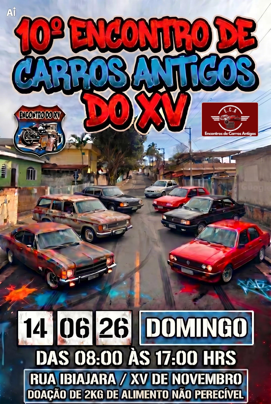 Folder de 10º encontro de carros antigos do XV - São Paulo, SP