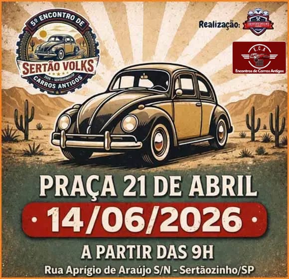Folder de 5º Encontro de carros antigos Sertão Volks - Sertãozinho, SP