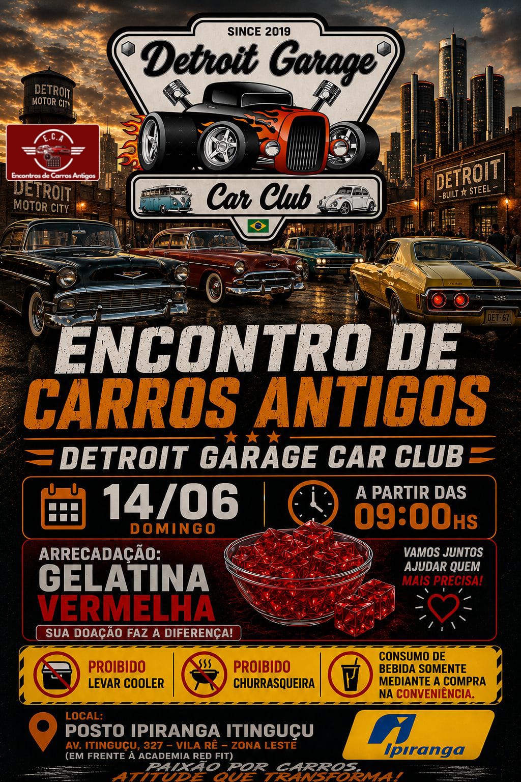Folder de Encontro Detroit Garage Car Club - São Paulo, SP