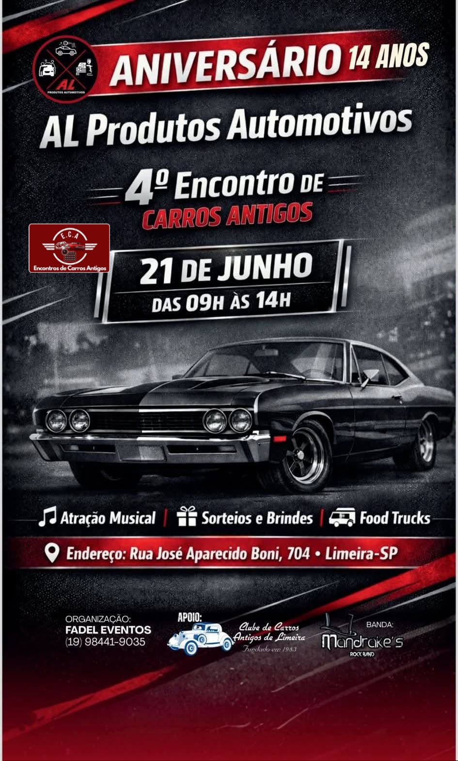 Folder de 4º encontro de carros antigos AL Produtos Automotivos - Limeira, SP