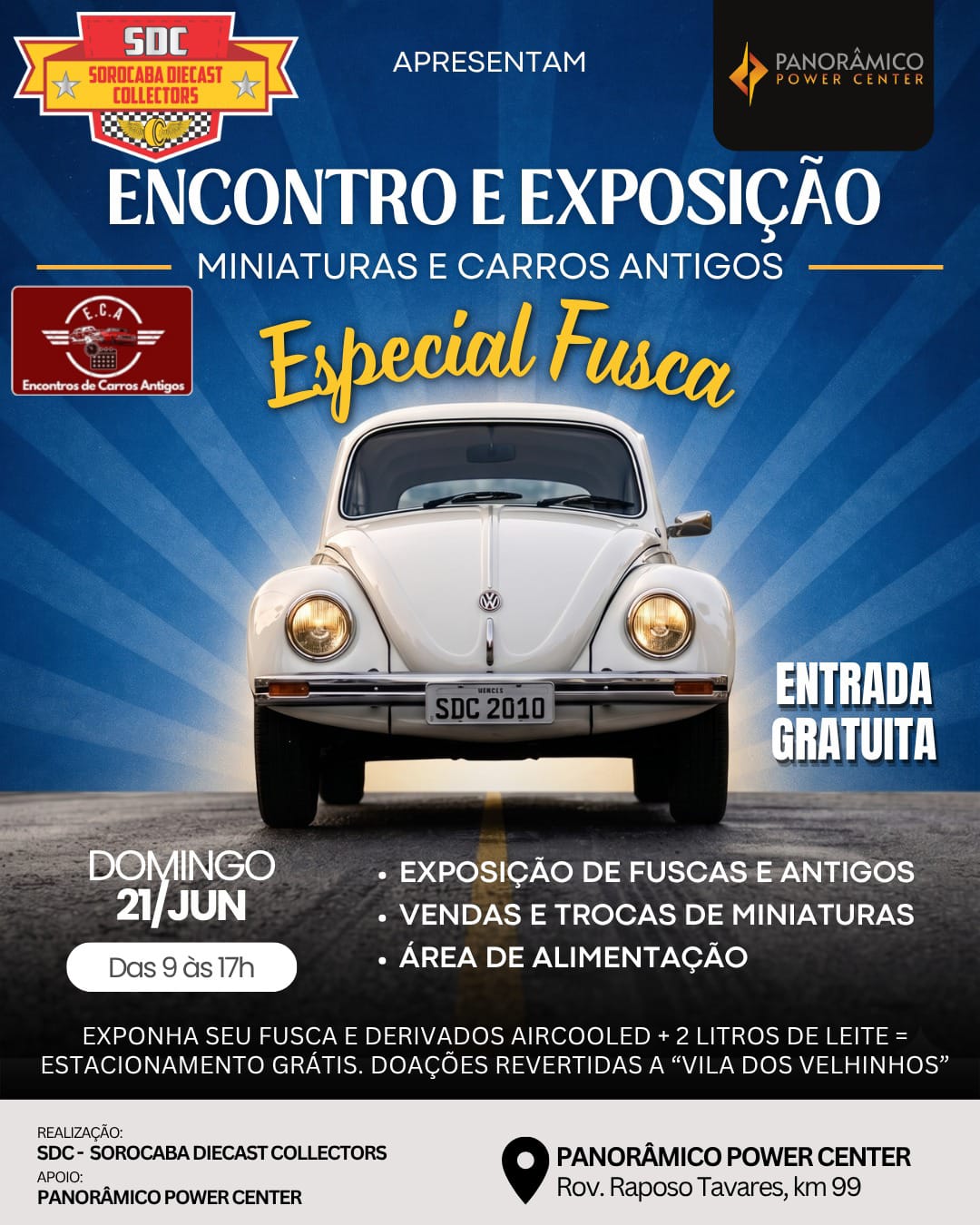 Folder de Encontro e exposição miniaturas e carros antigos especial Fusca - Sorocaba, SP