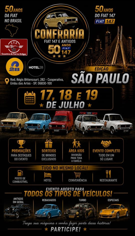 Folder de Confraria Fiat 147 e Autos Antigos - São Paulo, SP