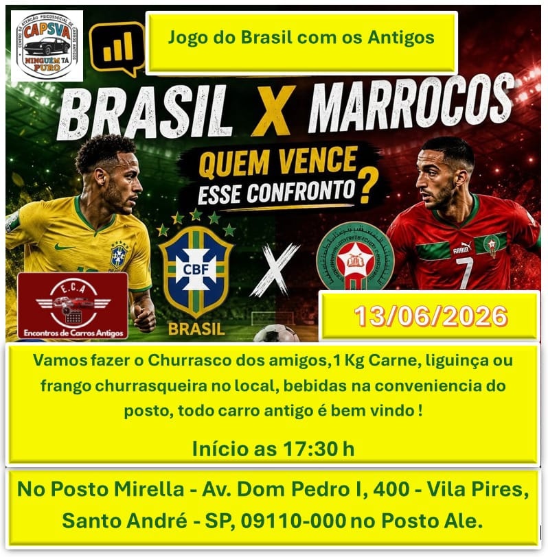 Folder de Jogo do Brasil com os Antigos - Santo André, SP